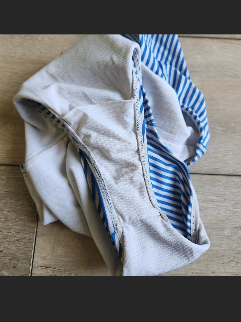 Cat & Jack Blue and White Striped One-Piece with Red Straps and Cherry Patch